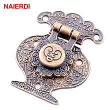 2PCS NAIERDI 51*41mm Antique Bronze Hasp Latch Jewelry Wooden Box Lock Mini Cabinet Buckle Case Locks Decorative Handle Hardware 2024 - buy cheap