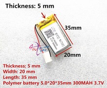 Liter energy battery 3.7V polymer lithium battery 052035 502035 MP3 recording pen point reading pen special 300MAH 2024 - buy cheap