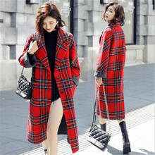High fashion 2020 Spring Winter Women Oversized Casual Woolen Plaid loose Maxi Long coat Female outerwear 2024 - buy cheap