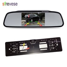 4.3" Car Vehicle LCD Mirror Monitor Rear View Kit + Waterproof EU Car License Plate Frame Reversing Backup Parking 4 LED Camera 2024 - buy cheap