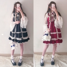 Summer Mori Girl Vintage Princess Sweet Lolita Dress Female Jsk Lace Trim Cute Cute Kawaii Dress 2024 - buy cheap