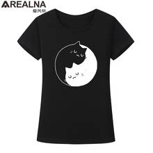 Kawaii Cat Graphic Printed Funny T Shirt Women Summer Shirts Short Sleeve Cotton Tops Women's Oversized Tshirt Tee Shirt Femme 2024 - buy cheap
