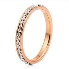 Rose Gold Color Full Crystals Thin Band Engagement Wedding Rings For Women Girl Anillos Bague Anel Feminino Aneis Finger Jewelry 2024 - buy cheap