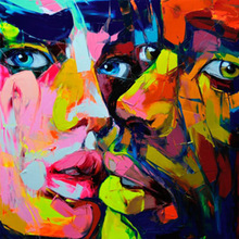 Pintura a óleo sobre tela, excelente artista, alta qualidade, face de casal, retrato abstrato, feito à mão, faca, face, pintura a óleo 2024 - compre barato