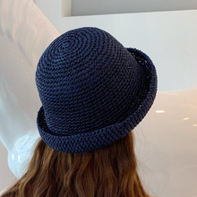 Elegant Lady Beach Cap Foldable Floppy Wide Brim Straw Hat Handmade Crochet Sun Caps Summer Bucket Hats For Women 2024 - buy cheap