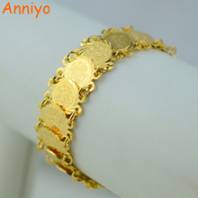 Anniyo-pulsera islámica de monedas para mujer, brazaletes de Color dorado de 20CM, joyería media árabe musulmana oriental #204106, venta al por mayor 2024 - compra barato