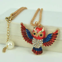 2016 Owl Sweater Long Necklace New Fashion Jewelry Necklace Women Rhinestone Crystal Pendant Chain Gift Creative 2024 - buy cheap