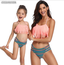 Bañador de aspecto familiar para madre e hija, ropa de baño a juego, Bikini con borlas, 2019 2024 - compra barato