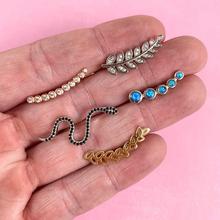 5 Pcs/Set Personality Female Earrings Leaf Snake Black Crystal Gold Stud Earring Set Women Dance Party Jewelry Accessories   2024 - buy cheap