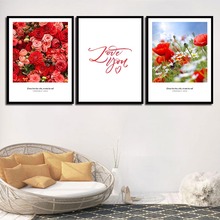 Decoración Para el hogar, carteles impresiones en lienzo de estilo nórdico Simple, imágenes de pared para sala de estar, amor verdadero, flor roja, HD, sin marco 2024 - compra barato