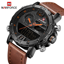 NAVIFORCE Top Luxury Brand Mens Watch Men Leather Sports Watches Men's Quartz LED Digital Clock Waterproof Military Wrist Watch 2024 - buy cheap