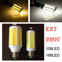 Super Bright  COB Led Corn Light 10W 7W E27 Bulb white/warm white lamp 108LEDs 188LEDs  AC 220V 360 Degree Spotlight home light 2024 - buy cheap