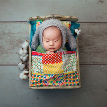 Neonatal photography props baby background blanket country style patchwork checked photography square blanket pillow blanket 2024 - buy cheap