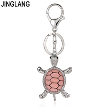 JINGLANG Silver Color Metal Keyring Dangle 3D Enamel Tortoise Animals Charms Key Chains For Women Luxury Wallet Handbag Jewelry 2024 - buy cheap