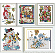 Joy Sunday Santa Claus and Christmas Snowman Cross Stitch kit aida 14ct 11ct Counted Print Canvas Embroidery Handmade Needlework 2024 - buy cheap