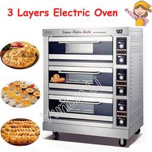 1200 w forno elétrico comercial 3 camadas 6 panelas forno de cozimento pão bolo pizza que faz a máquina FKB-3 2024 - compre barato