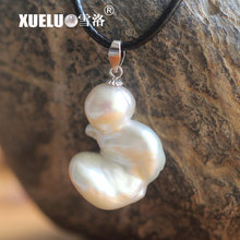 XUELUO High Quality Large Natural Shiny Irregular Special Lovely  Baroque Freshwater Pearl Leather Pendant Necklace for lady 2024 - buy cheap