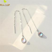 Flyleaf Nature Moonstone Water Droplets Drop Earrings For Women Real 925 Sterling Silver Long Earings Fashion Jewelry Fine Party 2024 - buy cheap