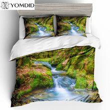 Landscape Pattern Bedding Sets Polyester Duvet Cover Set Green Road and creek Pattern Printed Quilt Cover For Home Bedroom Decor 2024 - buy cheap