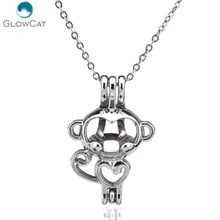 K70  Silver Tone Heart Monkey Diffuser Locket Necklace Kid Aromatherapy Steel 16" Aroma Essential Oil Diffuser Locket 2024 - buy cheap