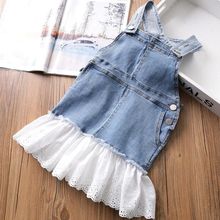 Платье из джинсовой ткани для маленьких девочек, Повседневное платье на бретельках для девочек на лето 2019 2024 - купить недорого