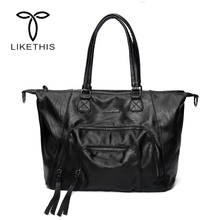 2018 Handbags Women Bags Black Large Capacity  Bags Shoulder Bags Soft Pure Color Leather Handbag Lady Messenger Bags 168-165 2024 - buy cheap
