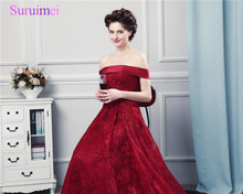 Wine Red Lace Evening Dresses Off The Shoulder High Quality Lace Eveing Gown Corset Lace Up Formal Women Dresses Vestidos De 2024 - buy cheap