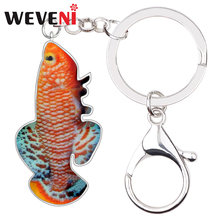 WEVENI Enamel Metal Killifish Nothobranchiidae Key Chains Keychain Ring Ocean Sea Animal Jewelry For Women Girls Bag Charms Gift 2024 - buy cheap