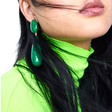 Long Green Stone Female Dangle Earrings Water Drop Hyperbole Acrylic Statement Drop Earrings Vintage za Earrings ET894 2024 - buy cheap