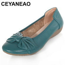 CEYANEAOFashion 2019 Loafers Women's Shoes Woman Genuine Leather Flat Shoes Casual Round Toe Bow Shoes Women FlatsE1701 2024 - buy cheap