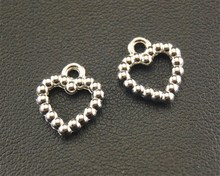 60 peças cor de prata coração pingente diy colar pulseira achados 11mm a1509 2024 - compre barato