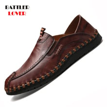 Men's Driving Shoes 2018 Men Genuine Leather Loafers Shoes Fashion Handmade Soft Breathable Moccasins Flats Slipe On Shoes 38-44 2024 - buy cheap