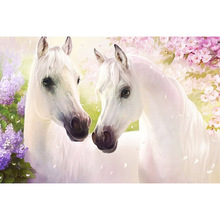 Full Square Diamond 5D DIY Diamond Painting Embroidery Cross-stitch "Two White Horses" Rhinestone Mosaic Painting Home Decor KBL 2024 - buy cheap