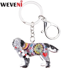 WEVENI Enamel Metal Newfoundland Dog Key Chain Key Ring For Women Handbag Charm New Fashion Animal Jewelry Keychain Accessories 2024 - buy cheap