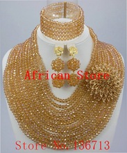 Newest african beads jewelry set nigerian wedding indian multi layer necklace / Earrings women R891 2024 - buy cheap
