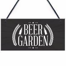 Meijiafei Beer Garden Sign Shabby Chic Style Hanging Plaque Pub Bar Man Cave Alcohol Friendship Gifts For Men 10" x 5" 2024 - buy cheap
