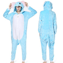 Kigurumi Blue Elephant Pajamas Animal Party Cosplay Costume Flannel Onesies Game Cartoon Animal Sleepwear 2024 - buy cheap