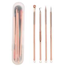 4Pcs/Set Acne Remover Tool Stainless Steel Rose Gold Double Head Needles Pimple Belmish Extractor Vacuum Blackhead Remover 2024 - buy cheap