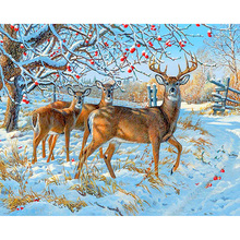 Full Square/Round Drill 5D DIY Diamond Painting "Deer"  snow-covered landscape Embroidery Cross Stitch 5D Home Decor Gift 2024 - buy cheap