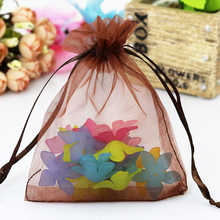 100pcs/lot 17*23cm Coffee Organza Bags Wedding Christmas Gift Bag Cute Drawable Charms Candy Jewelry Packaging Bag Pouches 2024 - buy cheap