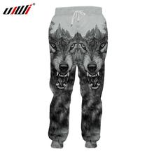 Calça de moletom masculina ujwi 3d, calças com estampa folgada de lobo para corrida, fisiculturismo e fitness para homens 2024 - compre barato
