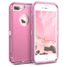 GrandEver 360 Hybrid Case For iPhone 11 pro Max 7 plus 6 6s 8 Case Clear Pink Purple Silicone  Bumper PC TPU Protective Cover 2024 - buy cheap