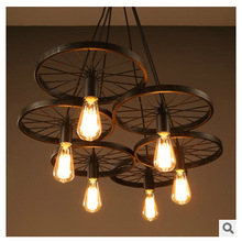 Luzes suspensas com design em ferro forjado, lâmpadas estilo loft, iluminação industrial vintage, 1 / 3 / 6 rodas 2024 - compre barato