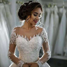 Vestido de Noiva Wedding Dresses 2018 Long Sleeves Lace Beaded Ball Gown Bride Dress Wedding Gown Trouwjurk Robe De Mariee 2024 - buy cheap