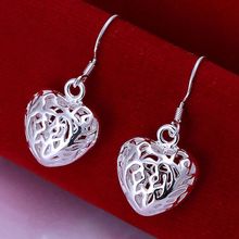 Pendientes Chapado en plata 925 para mujer, joyería de plata de moda, aretes de gota de corazón hueco, precio más bajo, venta al por mayor, SE021 2024 - compra barato