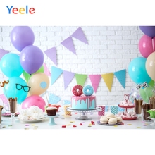 Yeele Brick Wall Cakes Balloons Flags Birthday Party Photography Backgrounds Customized Photography Backdrops For Photo Studio 2024 - buy cheap