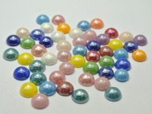 Luater AB de Color mezclado, cristal plano de cabujón redondo, Media perla de 8mm, 200 2024 - compra barato