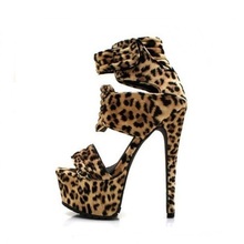 Sandalias de tacón alto con estampado de leopardo para mujer, zapatos de tacón alto de 16 CM con plataforma de 5,5 CM, con punta abierta, para club nocturno, talla grande 43 2024 - compra barato