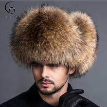 2022 NEW Natural Color Fur Hat Siberian Style Fur Hat  Raccoon Full Ushanka Hat for middle-aged cotton cap Lei Feng hat 2024 - buy cheap