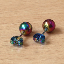 TQ6-pendientes de tuerca de acero inoxidable de 316 L, 7MM, bolas de colores, revestimiento al vacío, No se decolora fácilmente, antialérgico 2024 - compra barato